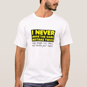 T-shirt met meerdere grapjes over fouten