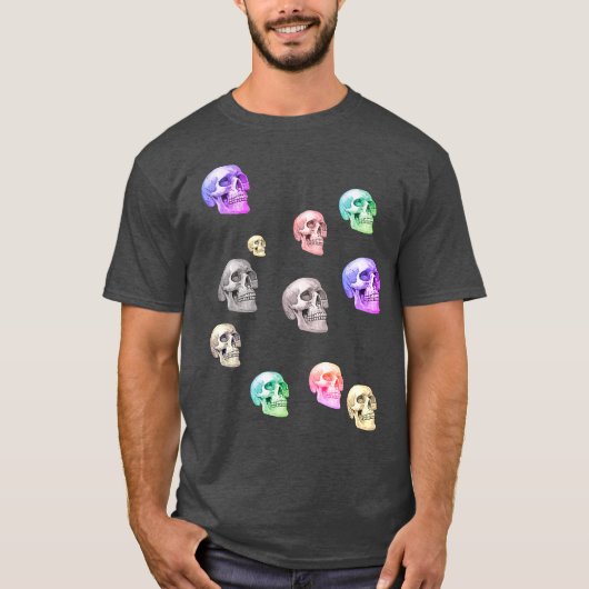 T-shirt met meerdere schedels voor mannen (Voorkant)