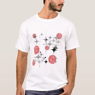 T-shirt met mid-century modern stervormen en bolle