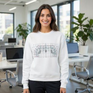 T-shirt met modern architecturaal blauwdrukontwerp