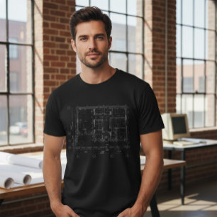 T-shirt met modern architecturaal blueprint