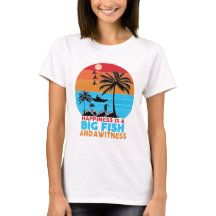 T-shirt met motivatiequote 'Geluk is een grote vis