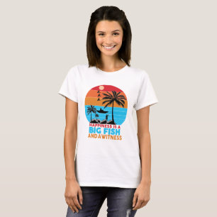 T-shirt met motivatiequote 'Geluk is een grote vis