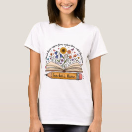 T-shirt met naam van leraar | Bloemige cadeau voor