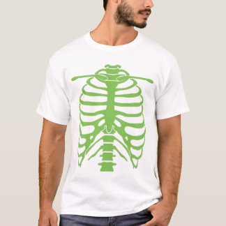 T-shirt met neongroene ribcage