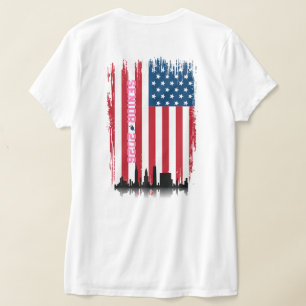 T-shirt met NYC-silhouet, Amerikaanse vlag en eind