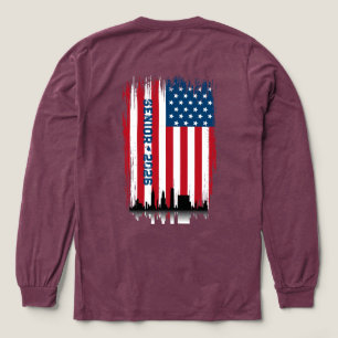 T-shirt met NYC-silhouet, Amerikaanse vlag en eind