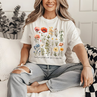 T-shirt met op maat gemaakte wilde bloemen, Moeder