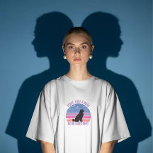 T-shirt met Peace, Love, Dogs, retro zonsondergang