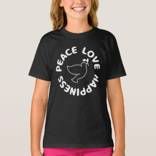 T-shirt met PEACE LOVE HAPPINESS