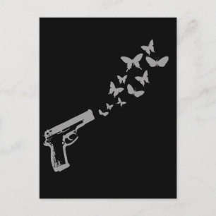 T-shirt met Pistool van de vlinder / T-shirt met d Briefkaart