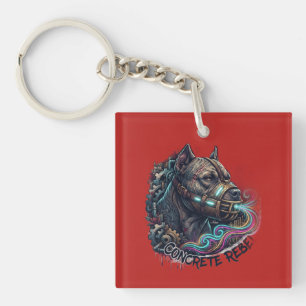 T-shirt met pitbull graffiti 'Concrete Rebel' Sleutelhanger