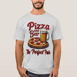 T-shirt met pizza en bier - het perfecte paar T-sh