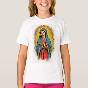 T-shirt met retro afbeelding van de Maagd Maria vo