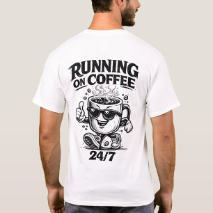 T-Shirt met 'Running On Coffee 24/7' opdruk achter