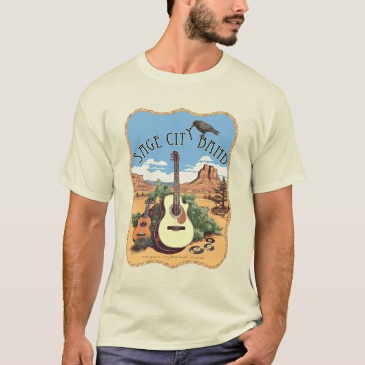 T-shirt met Sage City bandontwerp. (Voorkant)