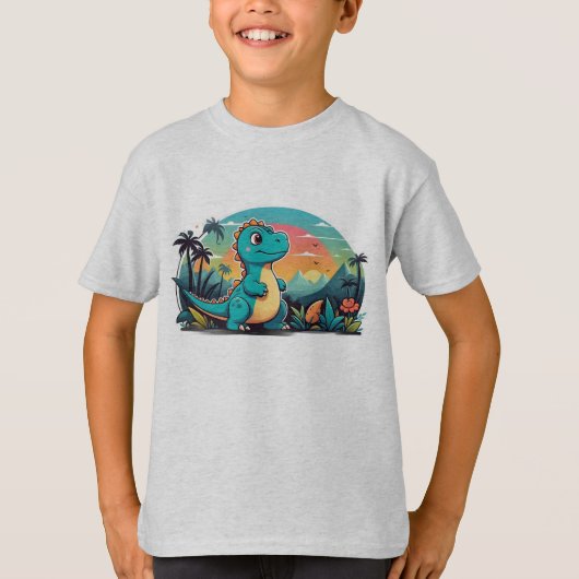 T-shirt met Schattigee Dinosaur (Voorkant)
