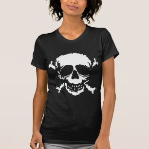 T-shirt met schedel en gekruiste botten blokprint