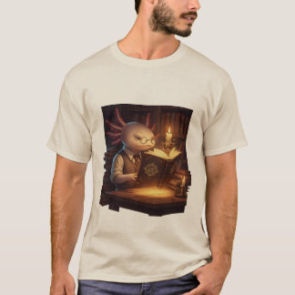 T-shirt met Scholar Axolotl | Lezer Magische Bibli