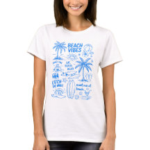 T-Shirt met strandvibes en tekeningen