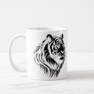 T-shirt met tijgergezicht en transparante achtergr koffiemok
