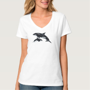T-shirt met V-hals en Orka