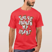 T-shirt met V-hals: gebroken hart (rood) (Voorkant)