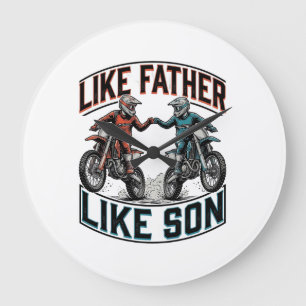 T-shirt met vader-zoon-motocross vintage vector grote klok