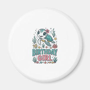 T-shirt met verjaardagsmeisje zeeschildpad en vint magneet