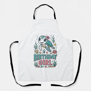 T-shirt met verjaardagsmeisje zeeschildpad vintage schort