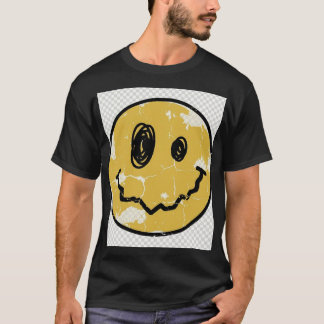T-shirt met vervaagde glitch smiley gezicht