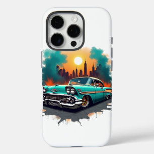 T-shirt met vintage auto en stads graffiti stijl iPhone 16 pro hoesje