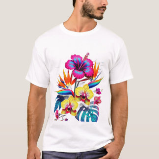 T-shirt met vintage botanisch all-over-patroon