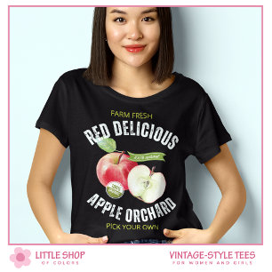 T-shirt met vintage fruit rode appels