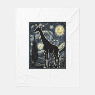 T-shirt met vintage-giraffe en sterrenhemelgravure fleece deken