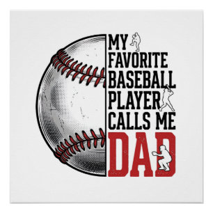 T-shirt met vintage gravure Baseball Dad_1 Perfect Poster