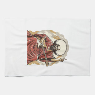 T-shirt met vintage gravure gitarist vector kunst_ theedoek