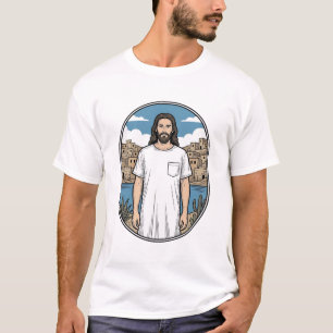 T-shirt met vintage gravure spirituele figuur en l