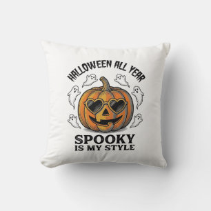 T-shirt met vintage Halloween pompoen spook gravur Kussen