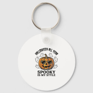 T-shirt met vintage Halloween pompoen spook gravur Sleutelhanger