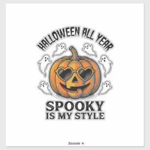 T-shirt met vintage Halloween pompoen spook gravur Sticker