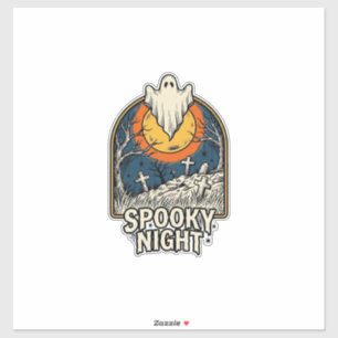 T-shirt met vintage Halloween-spookkerkhof gravure Sticker
