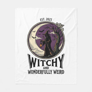 T-shirt met vintage heks en griezelige maan Hallow Fleece Deken