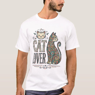 T-shirt met vintage kattenliefhebber gravure stijl
