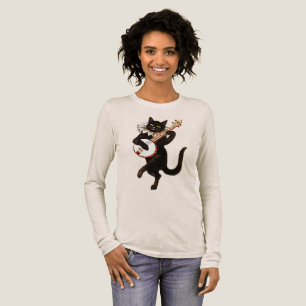 T-shirt met vintage muziekat