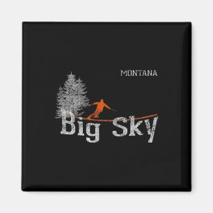 T-shirt met vintage skistijl uit Big Sky Montana j Magneet