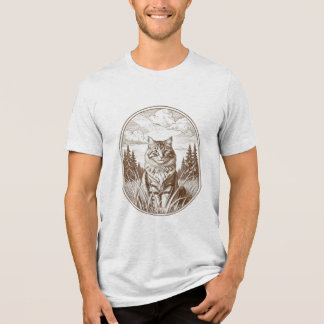 T-shirt met vintage wildkat bosportret