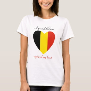 T-shirt met vlag van België Hartendame