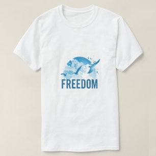 T-shirt met vliegende vrijheids vogels – Inspirere