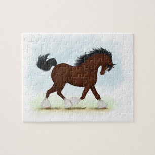 T-shirt met voskleurige Clydesdale paard Legpuzzel